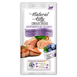 Крем-снек для кошек Pettric Natural Kitty со вкусом тунца лосося и черники 4х12 г
