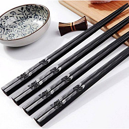 Набор из 5 пар многоразовых антискользящих суши палочек Urbankit черные