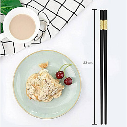 Набор из 5 пар многоразовых антискользящих суши палочек Urbankit черные с золотом