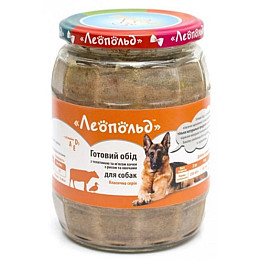 Влажный корм для собак Леопольд Готовый обед из телятиной и мясом утки рис овощи 670г банка 6шт/уп