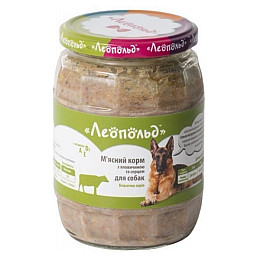 Влажный корм для собак Леопольд Мясной корм с говядиной и сердцем 670г банка 6шт/уп