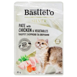 Паштет - мус для котів Basttet'o з куркою пауч 85 г 28шт/уп