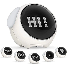 Будильник ночник Emoji Alarm Clock многофункциональный пиксельный с анимацией Digital Белый (YV-O)