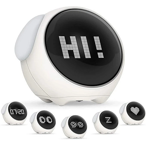 Будильник ночник Emoji Alarm Clock многофункциональный пиксельный с анимацией Digital Белый (YV-O)