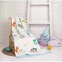 Плед дитячий мусліновий OldBro 100х110 см з принтом Dino Land кольоровий