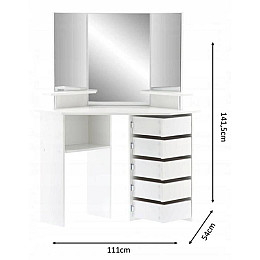 Туалетный столик Chomik TRIO угловой с зеркалом белый