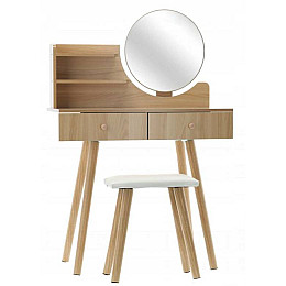 Туалетный столик Chomik WENDY с зеркалом + бежевый табурет