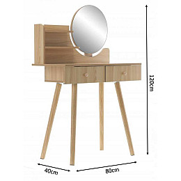 Туалетный столик Chomik WENDY с зеркалом + бежевый табурет