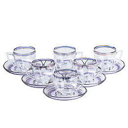 Чайный сервиз на 6 персон стеклянный TS Kitchen Clear синий (HP569)