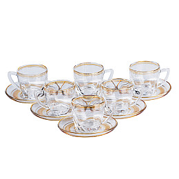 Чайный сервиз на 6 персон стеклянный TS Kitchen Clear желтый (HP570)