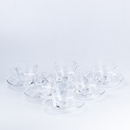 Чайный сервиз на 6 персон стеклянный TS Kitchen Clear прозрачный (HP572)