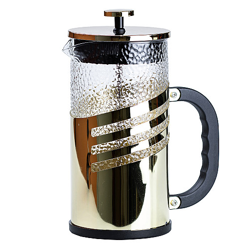 Френч-пресс чайник стеклянный TS Kitchen Haus Roland 1 литр с фактурным фильтром золото (HP33537GL)
