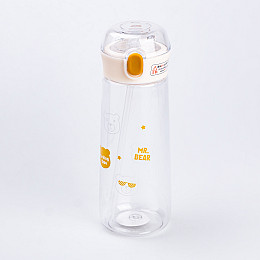 Бутылка для воды Happy Life Bear 600 мл с крышкой на защелке оранжевая (HP28496)