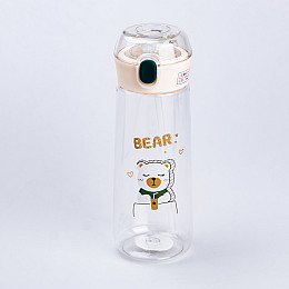 Бутылка для воды Happy Life Bear 600 мл с крышкой на защелке зеленая (HP28496G)