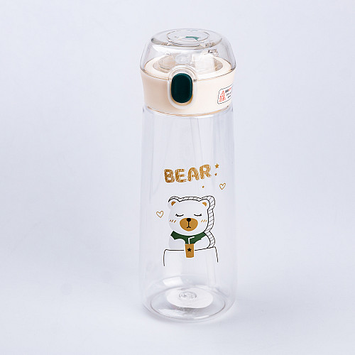 Бутылка для воды Happy Life Bear 600 мл с крышкой на защелке зеленая (HP28496G)