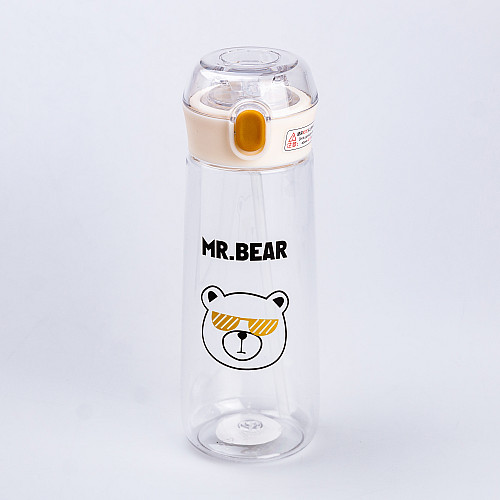 Бутылка для воды Happy Life Bear 600 мл с крышкой на защелке коричневая (HP28496E)