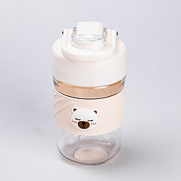Бутылка для воды Happy Life Bear 450 мл с крышкой на защелке белая (HP28486W)
