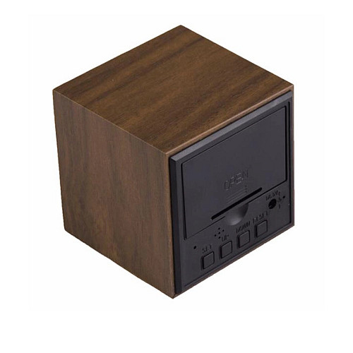 Настільний електронний світлодіодний годинник куб Wooden Watch VST-869 65х65 мм Зелене світло