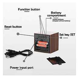 Настольные электронные светодиодные часы куб Wooden Watch VST-869 65х65 мм Зеленый свет