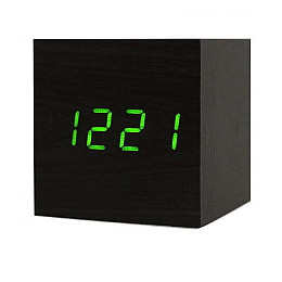 Настольные электронные светодиодные часы куб Wooden Watch VST-869 65х65 мм Красный свет