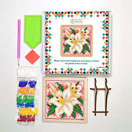 Алмазна мозаїка на дереві Лілія 10x10см DMW-025