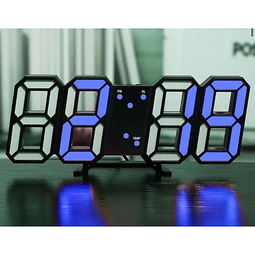 Настільний електронний LED годинник з будильником VST 6802 Чорний