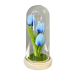 Тюльпаны в колбе Lesko KY-5995 с LED подсветкой Голубой (12372-75633)