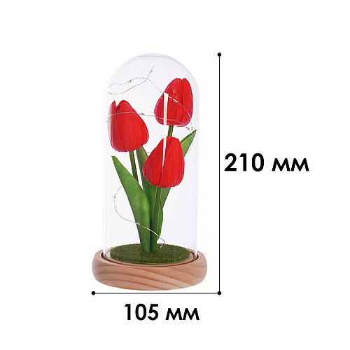 Тюльпаны в колбе Lesko KY-5995 с LED подсветкой Красный (12372-75635)
