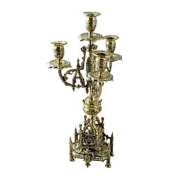 Набір Virtus годинник Luis з маятником 42х26 см та два канделябри Castelo 41x21 см бронза кварцевий механізм