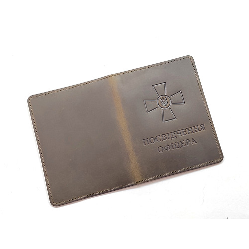 Шкіряна обкладинка на Посвідчення офіцера DNK Leather-Officer-doc-H-col.G хакі