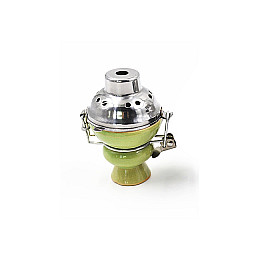 Чаша керамічна для кальяну з кришкою Huka d-7 h-11 см Зелена (DN19128)