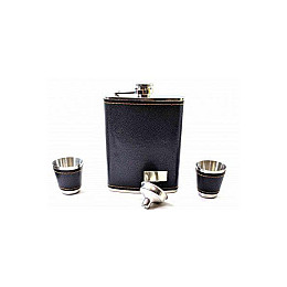 Фляга з чарками та лійкою в подарунковій упаковці, чорний (DN32851B)