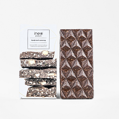 Шоколад крафтовий Ineo products молочний з коноплею та яблуком 100г