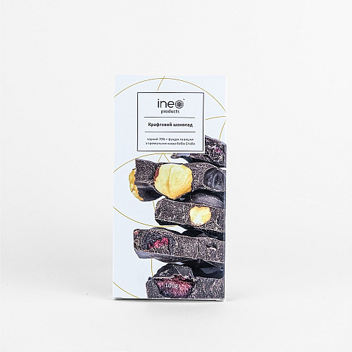 Шоколад крафтовий Ineo products чорний з вишнею та фундуком 100г