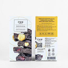 Шоколад крафтовий Ineo products чорний з вишнею та фундуком 100г