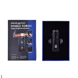 Зажигалка газова турбо для сигар Silver Match Debden Blueflame Cigar Holder Чорна (40674262)