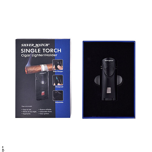 Зажигалка газовая турбо для сигар Silver Match Debden Blueflame Cigar Holder Черная (40674262)