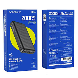 УМБ повербанк Power Bank BOROFONE Minimalist BJ3A 20000 mAh 2USB Type-C, 2A черное
