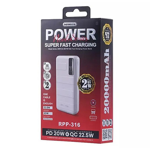 УМБ 20000mAh REMAX Noah RPP-316 QC білий