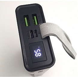 Повербанк turbo з LED ліхтариком Maxmate з швидкою зарядкою 30000mAh USB/MicroUSB/Type-C MMP30KP 22.5W чорний