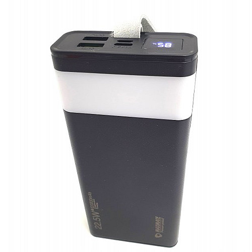Повербанк turbo с LED фонариком Maxmate с быстрой зарядкой 20000mAh 2USB MMP20KP 22.5W черный