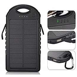 Power Bank Solar A50 + фонарь 12 LED с солнечной панелью 5000 mAh Черный (A50)