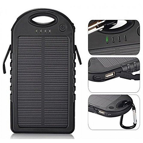 Power Bank Solar A50 + фонарь 12 LED с солнечной панелью 5000 mAh Черный (A50)