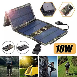 Сонячна панель Solar Power портативна зарядна станція складна з USB 5V - 10W камуфляж (SPH10)