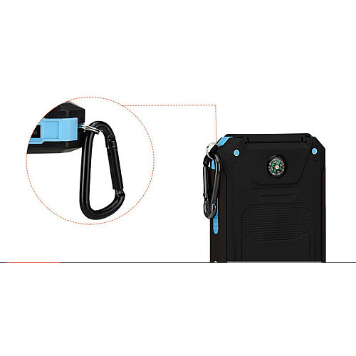 УМБ Power Bank Solar ES1600 фонарик + компас с солнечной панелью 16000 mAh Влагозащищен (ES16000)