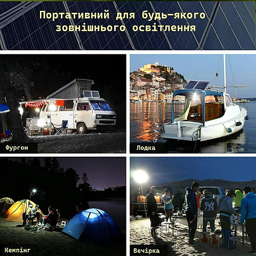 Автономная портативная солнечная система Yinghao 30 W с Блоком Питания 12 Ач и 4 лампами (YH3001)