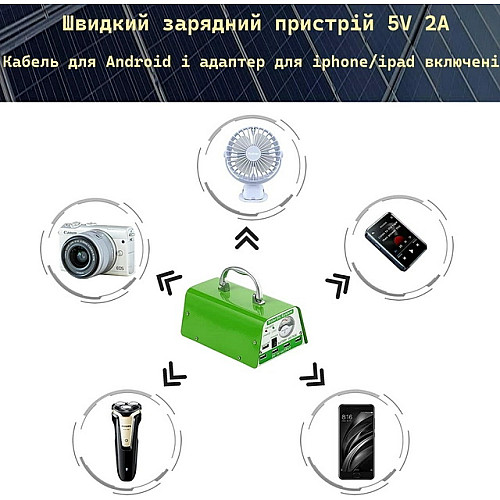 Автономная портативная солнечная система Yinghao 30 W с Блоком Питания 12 Ач и 4 лампами (YH3001)