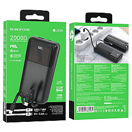 УМБ 20000mAh Power Bank BOROFONE BJ22A PD20W с кабелями Black