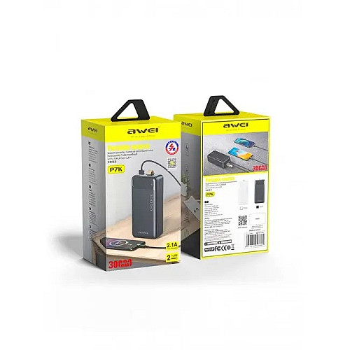 УМБ 30000mAh Power Bank Awei P7K Black