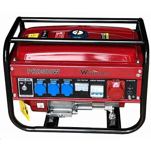 Генератор бензиновый Walter Stahl PR8500W 3,75 кВА 3 фазы ручной стартер